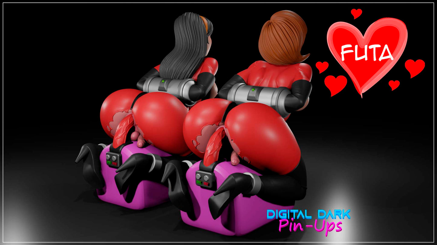Elasticgirl and Invisible Girl on Sybian - Digital Dark Pin-ups