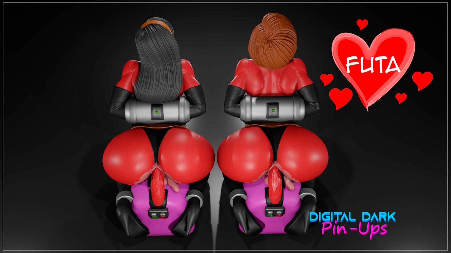 Elasticgirl and Invisible Girl on Sybian - Digital Dark Pin-ups