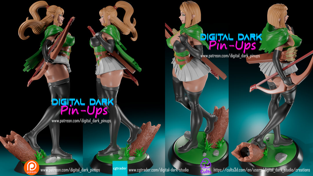 Elf Archer - Digital Dark Pin-ups