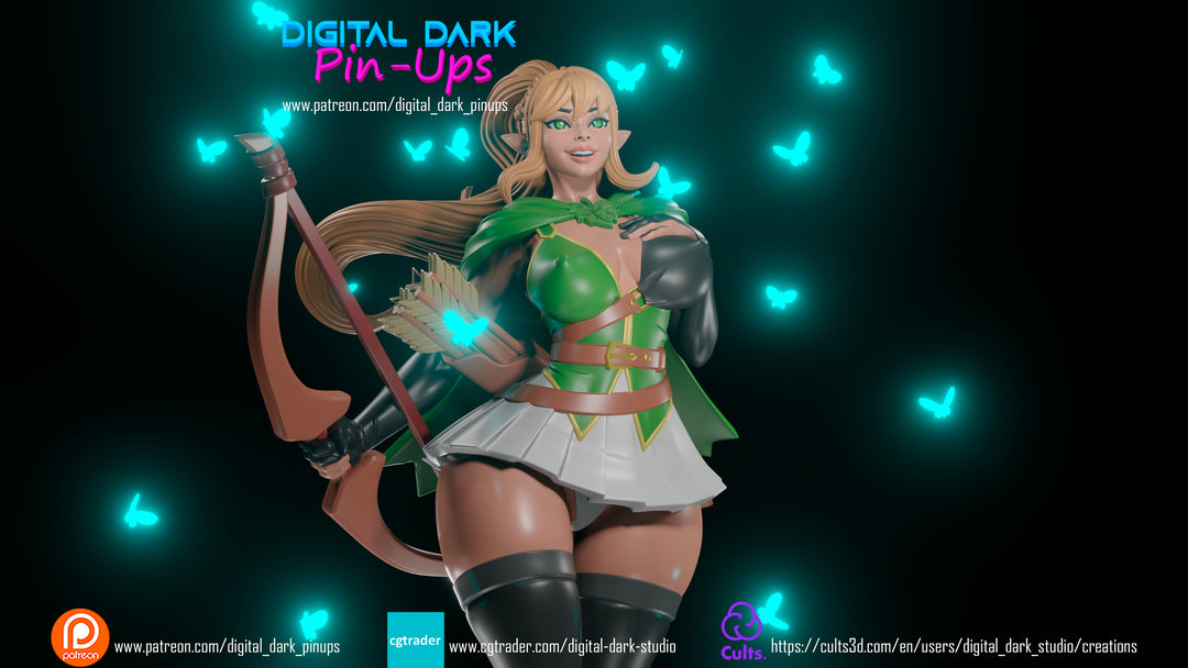 Elf Archer - Digital Dark Pin-ups