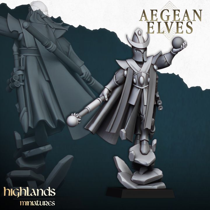 Aegean Elves - Aegean Elf Mage - Highlands Miniatures