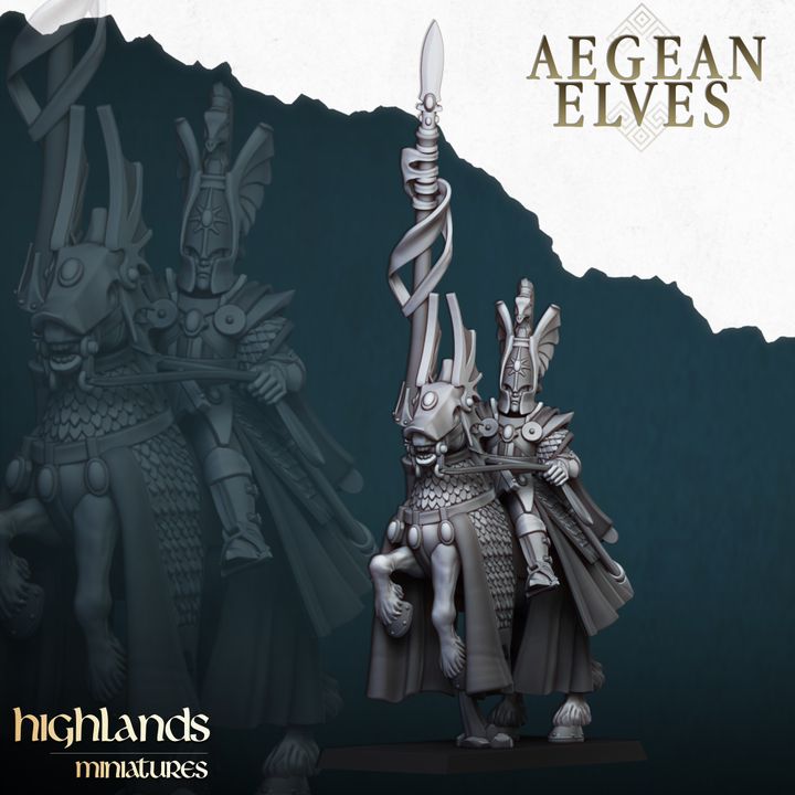 Aegean Elves - Aegean Elf Mounted Lord - Highlands Miniatures