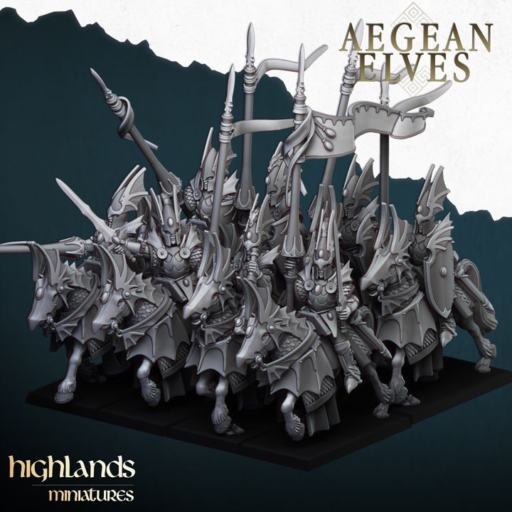 Aegean Elves - Aegean Elves Mounted Dragons - Highlands Miniatures
