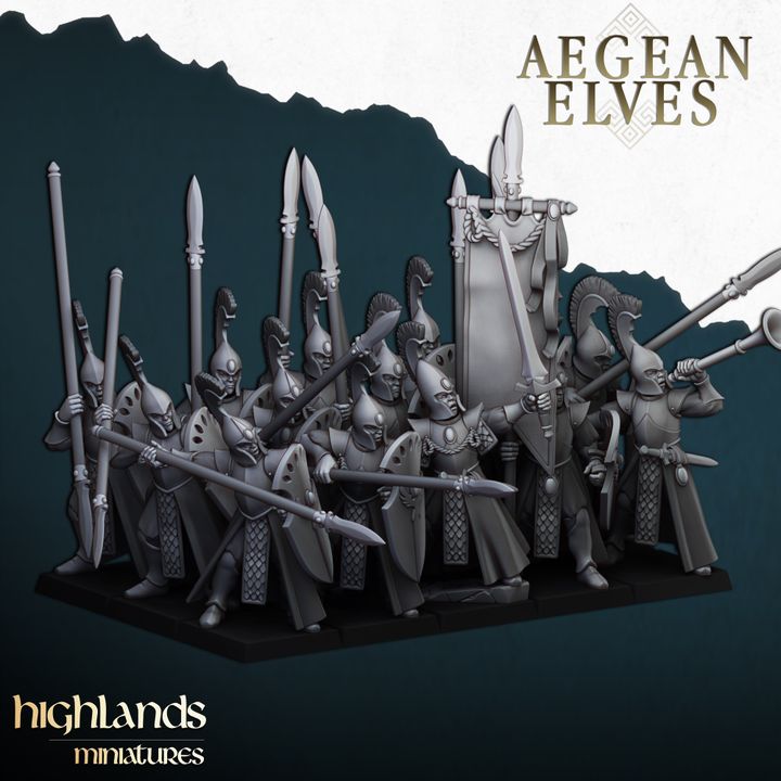 Aegean Elves - Aegean Elves Spearmen - Highlands Miniatures