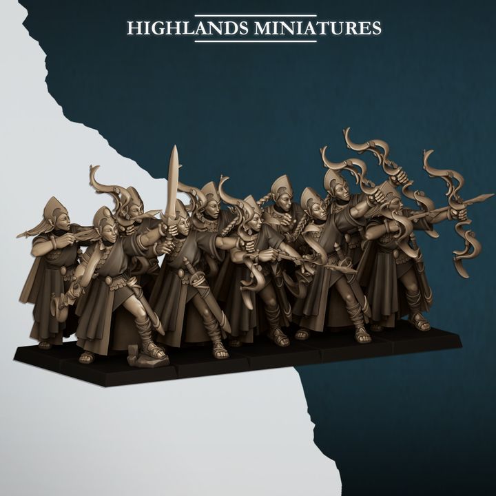 Aegean Elves - Aegean Maids with Bows - Highlands Miniatures