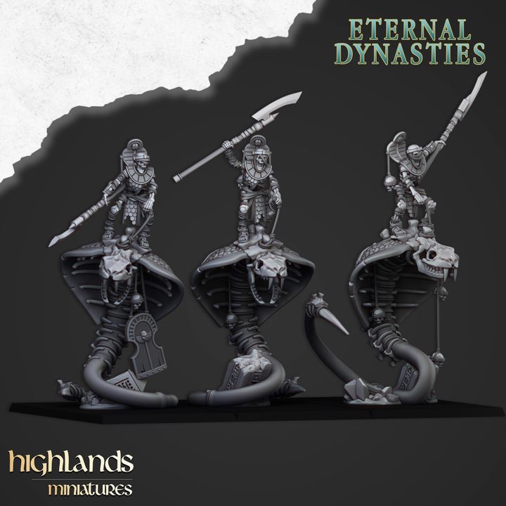 Eternal Dynasties - Mounted Ancient Guard on Great Snakes - Highlands Miniatures