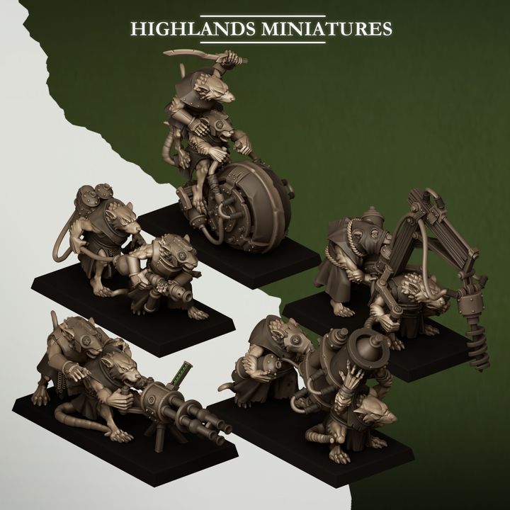 Sewer Vermin - Sewer Vermin Heavy Weapons Teams - Highlands Miniatures