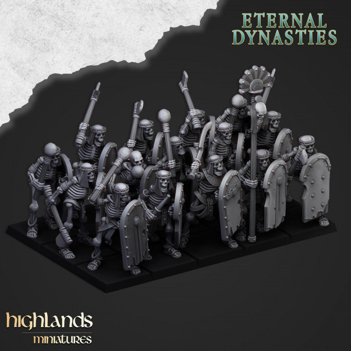 Eternal Dynasties -Ancient Skeletons with Spears and Hand Weapons V2 - Highlands Miniatures