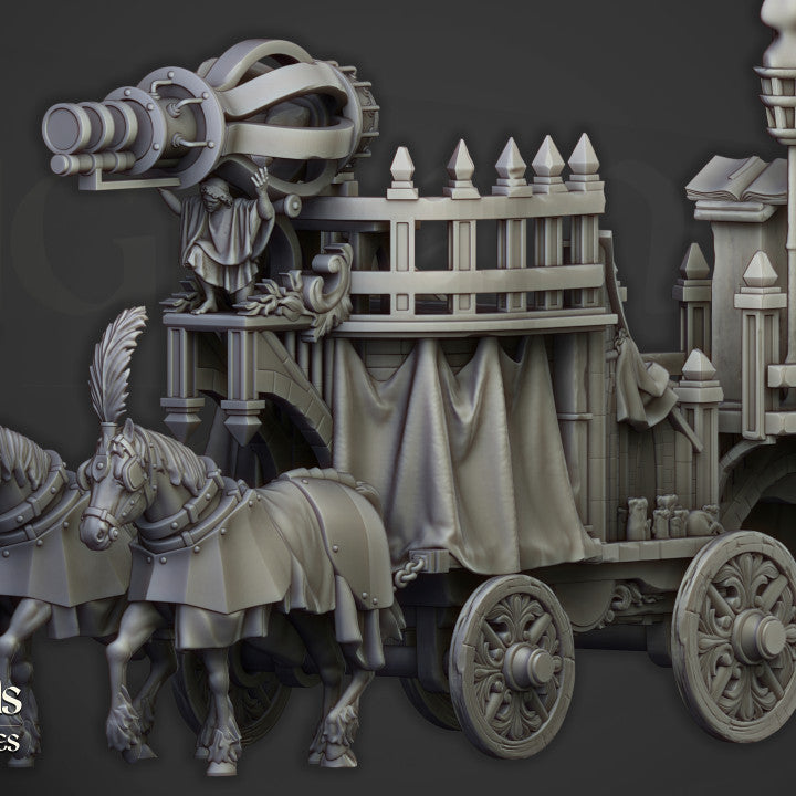Sunland - Arcane Cannon on Chariot - Highlands Miniatures