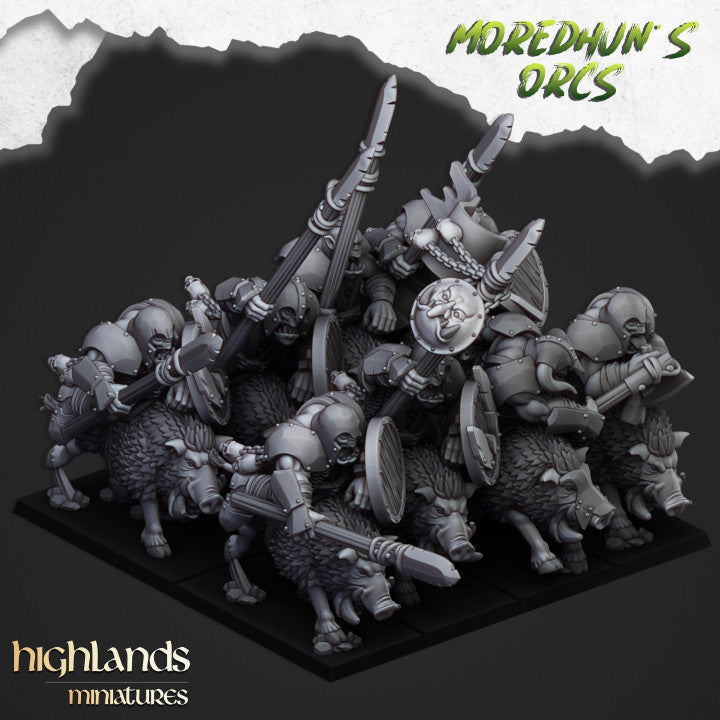Orcs and Goblins - Mounted Orcs with spears - Highlands Miniatures
