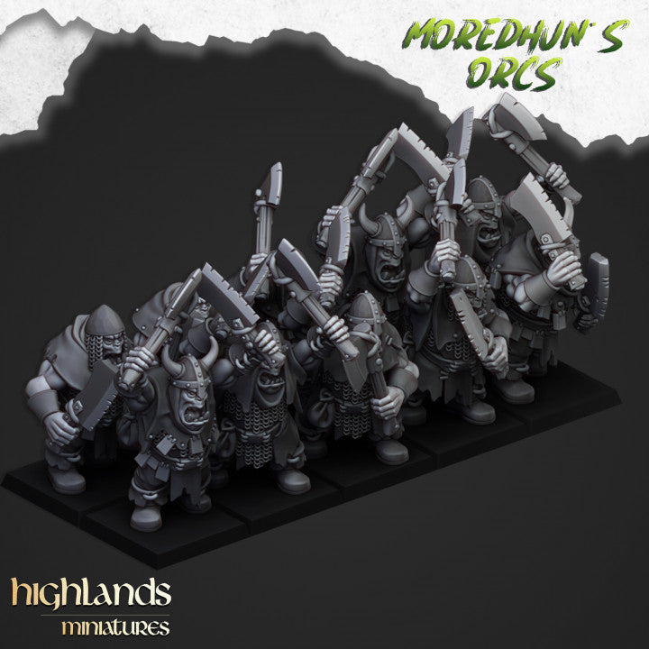 Orcs and Goblins - Orc Warriors with Hand Weapons and Spears V3 - Highlands Miniatures