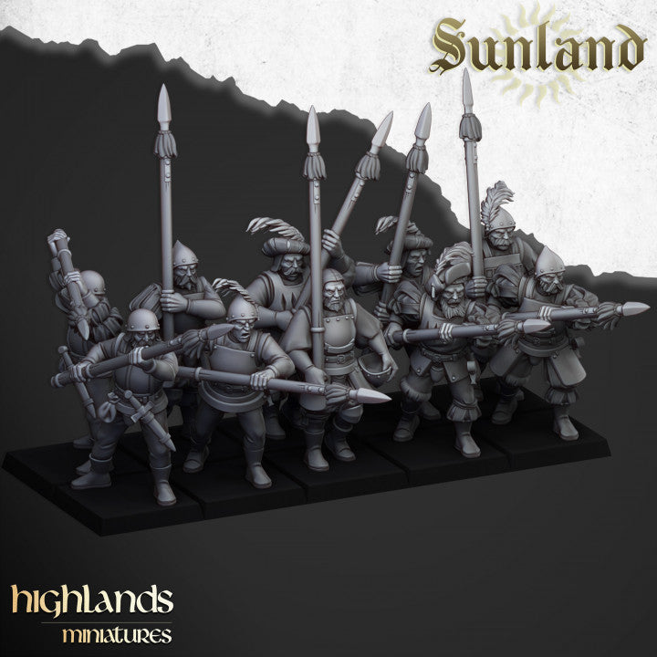 Sunland - Sunland Troops with Halberds and Spears V2 - Highlands Miniatures