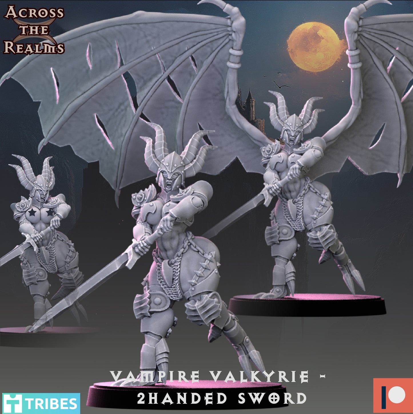 Vampire Valkyrie - 2handed Sword - Pinup Corps - Across the Realms 32mm