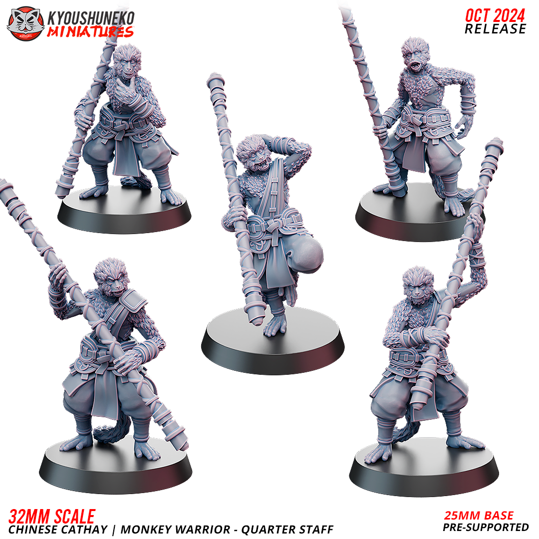 Monkey Warrior - Quarter Staff | Chinese Cathay - Kyoushuneko Miniatures