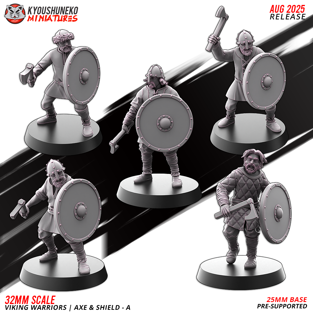 Vikings Warriors - Axe and Shield A - Kyoushuneko Miniatures