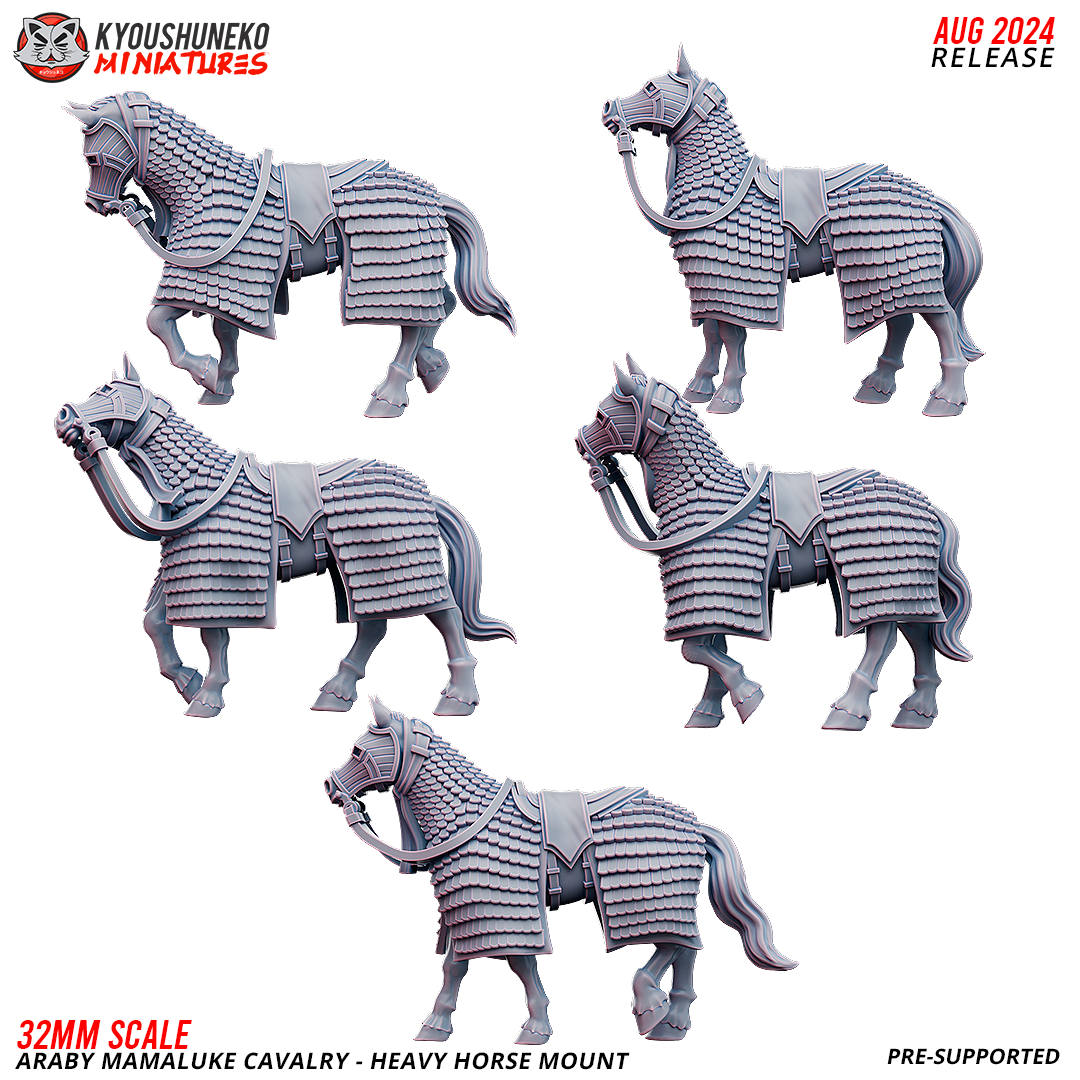 Horse Mount Heavy Armored | Araby Mamaluke Cavalry - Kyoushuneko Miniatures