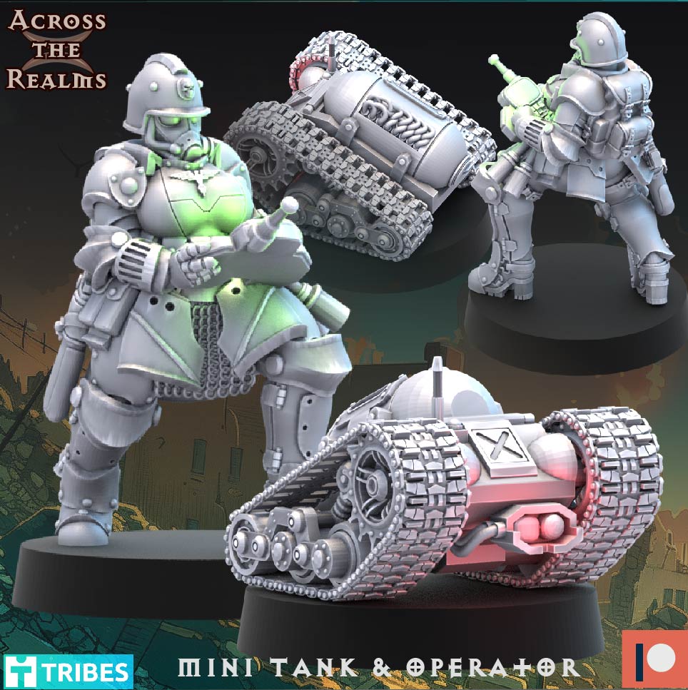 Mini Tank & Operator - Pinup Corps - Cult of the Death - Across the Realms 32mm