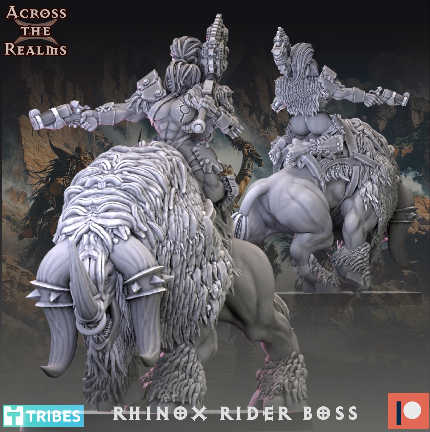 She-Orc Rhinox Rider Boss - Across the Realms 32mm