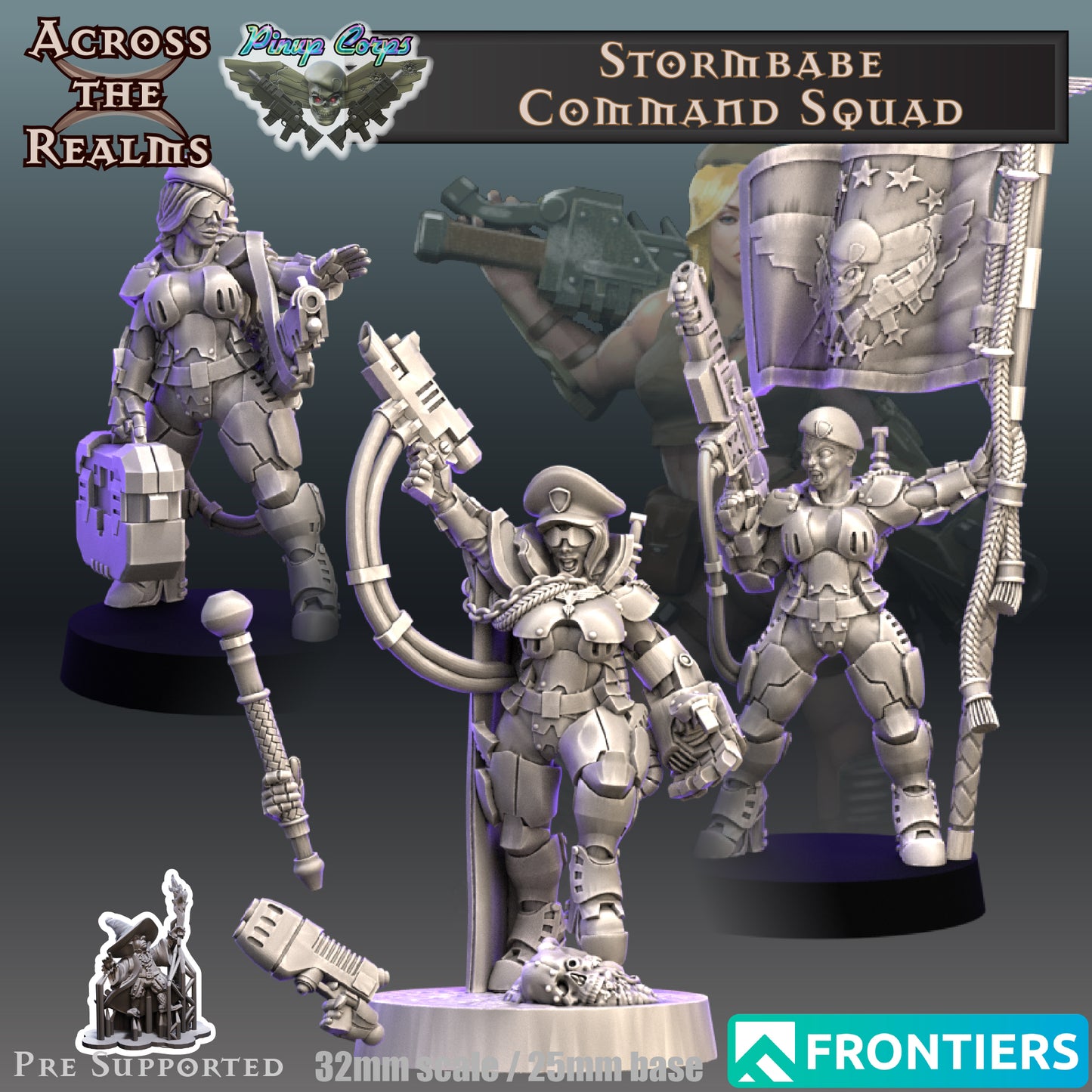 Stormbabe Command Squad - Pinup Corps - Across the Realms 32mm