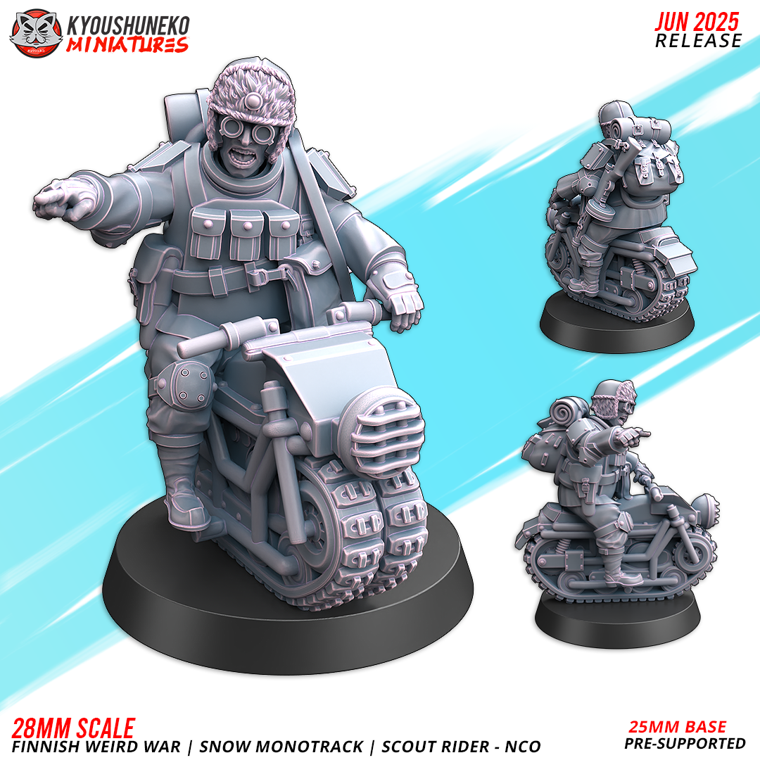 Finnish Weird War | Snow Monotrack | Scout Rider - NCO - Kyoushuneko Miniatures