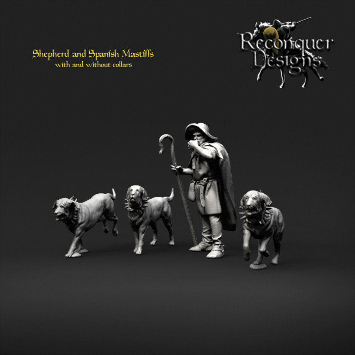 Shepherd and Spanish Mastiffs 28mm - Reconquer Designs