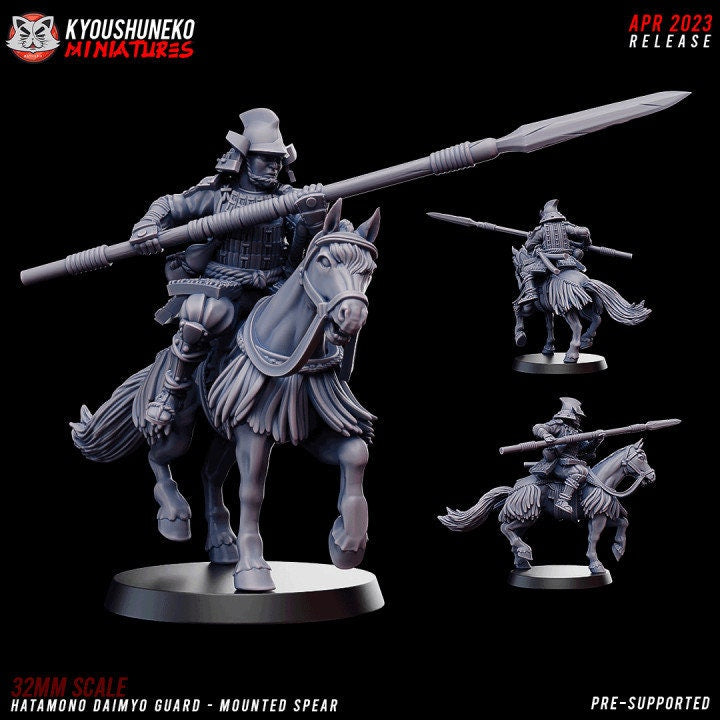 Hatamono Daimyo Guard Mounted Spearman - Japanese - Kyoushuneko Miniatures