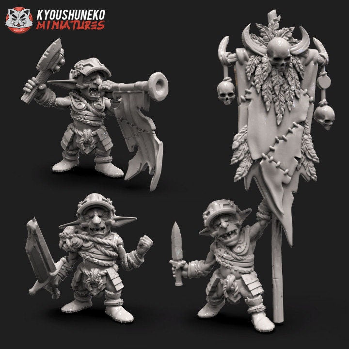 Goblin Command Group - Black Orc - Kyoushuneko Miniatures