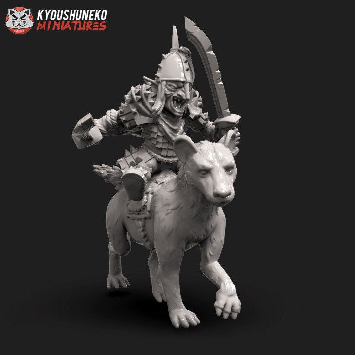 Goblin Warlord Mounted - Black Orc - Kyoushuneko Miniatures