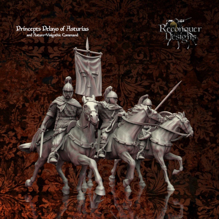 Pelayo and Asturian Visigothic Command Group 28mm - Reconquer Designs