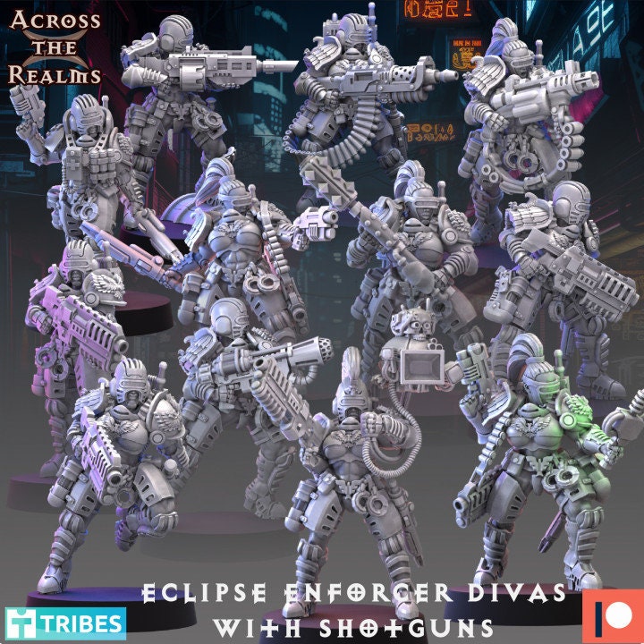 Eclipse Enforcer Divas with Shotguns - Pinup Corps - Across the Realms 32mm