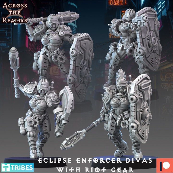 Eclipse Enforcer Divas with Riot Gear - Pinup Corps - Across the Realms 32mm