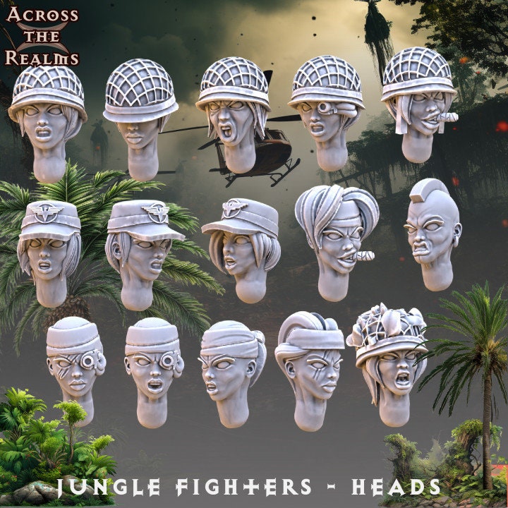 Jungle Fighters heads - Pinup Corps - Across the Realms 32mm