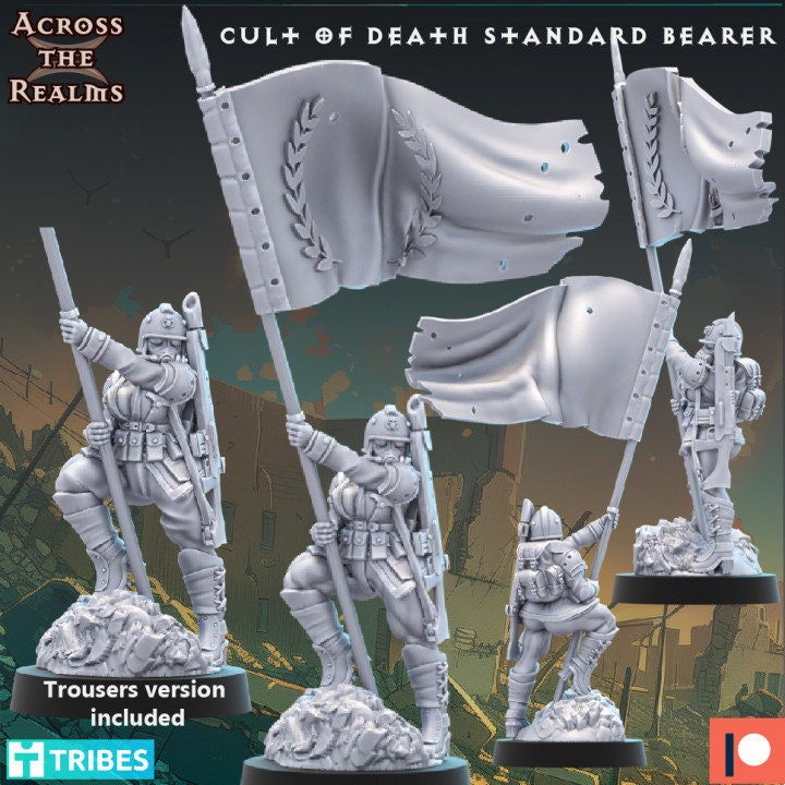 Cult of Death Standard Bearer - Pinup Corps - Across the Realms 32mm