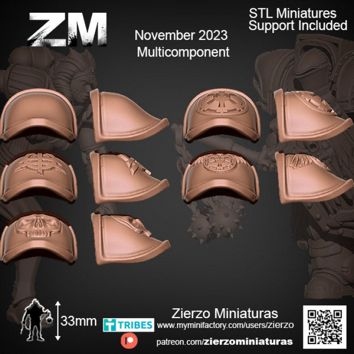 Shoulders - Sister Space Squad - Bits - 33mm- Zierzo Miniaturas