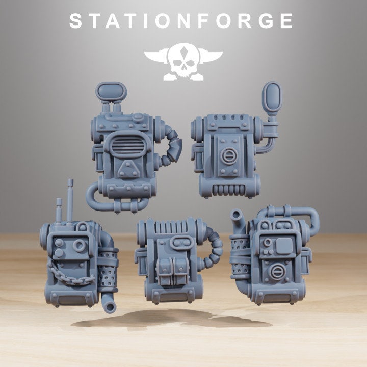 Backpacks - Scavenger Junkbots Builder Kit - StationForge - 28mm