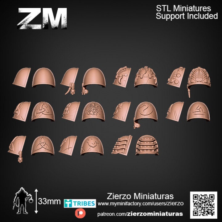 Shoulders - Space Viking Bits - 33mm- Zierzo Miniaturas