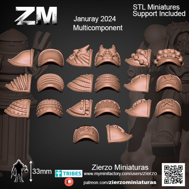 Shoulders - Samurai Space Girls - 33mm- Zierzo Miniaturas