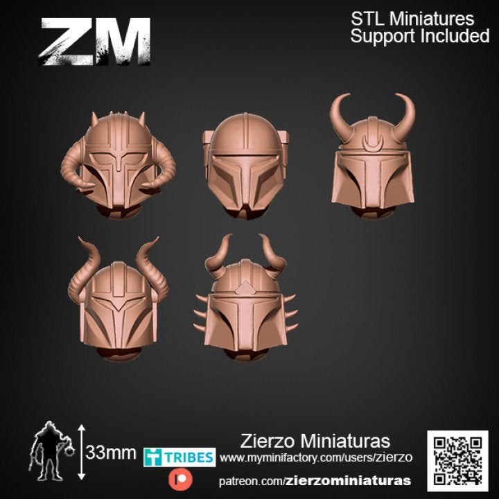 Helmets - Rogue Assault Destroyers Bits - Bits - 33mm- Zierzo Miniaturas