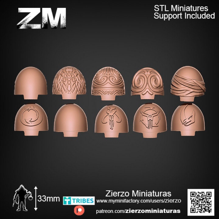 Shoulders - Rogue Assault Destroyers Bits - Bits - 33mm- Zierzo Miniaturas