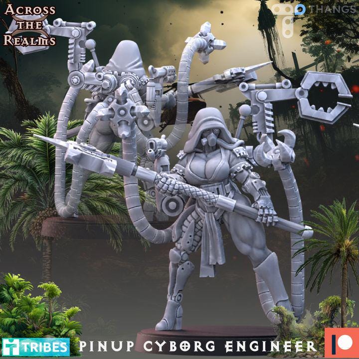 Pinup Cyborg Engineer 1 - Across the Realms 32mm