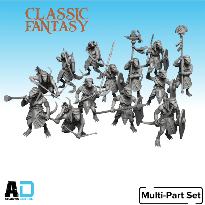 Lizardmen in Egyptian Garb- Classic Fantasy- Wargames Atlantic