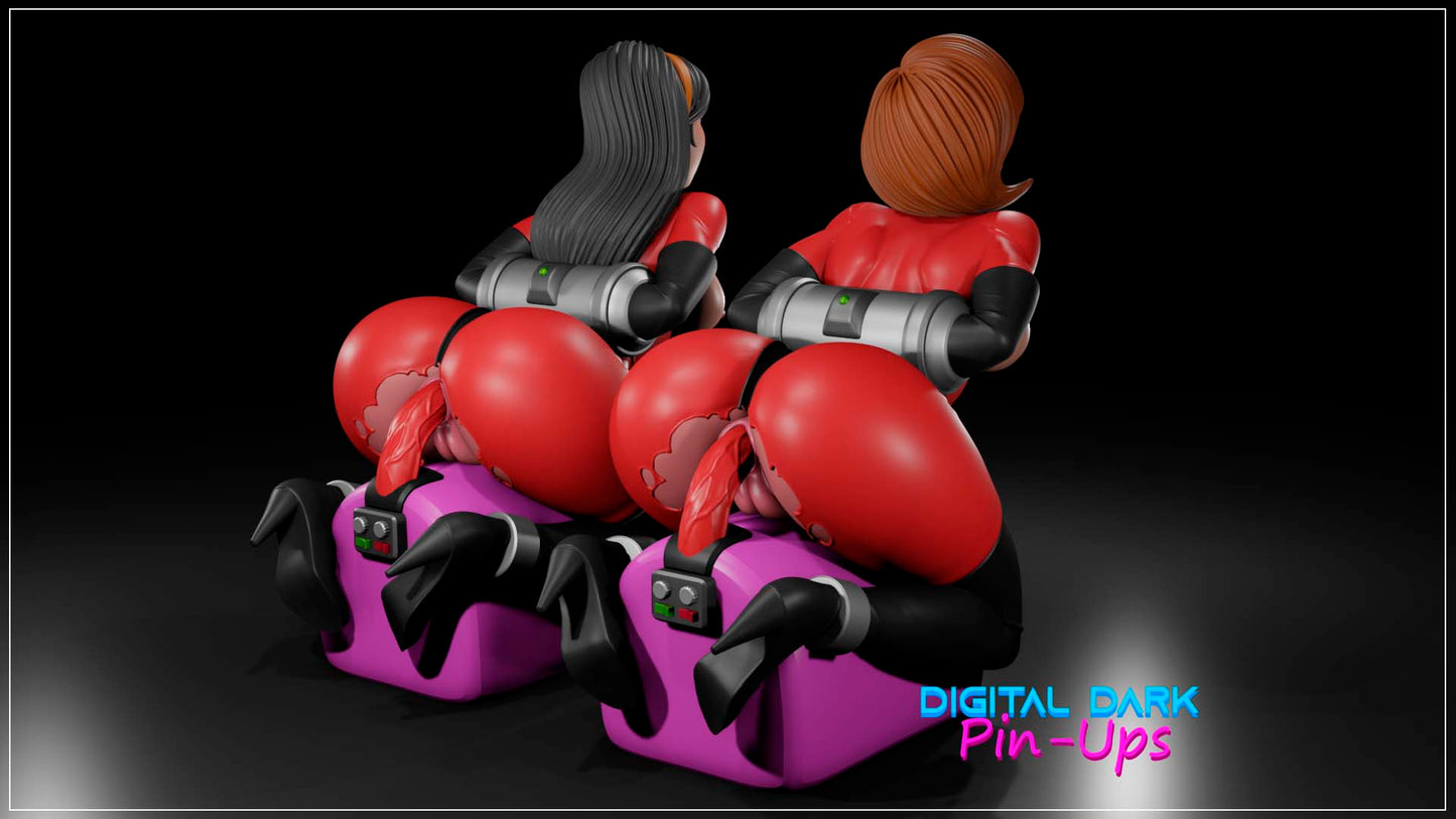 Elasticgirl and Invisible Girl on Sybian - Digital Dark Pin-ups