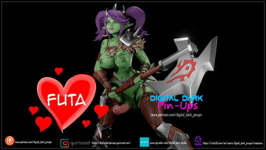 Orc Girl from World of Warcraft Futa - Digital Dark Pin-ups