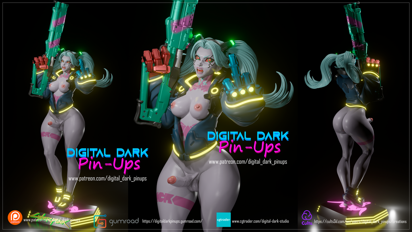 Rebecca from Edgerunners Futa - Digital Dark Pin-ups