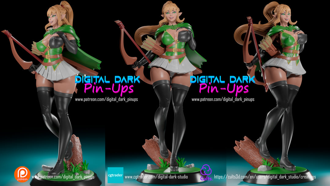 Elf Archer - Digital Dark Pin-ups
