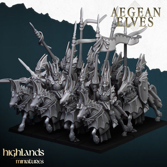 Aegean Elves - Aegean Elves Mounted Dragons - Highlands Miniatures