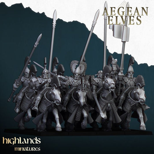 Aegean Elves - Aegean Elves Mounted Lances - Highlands Miniatures