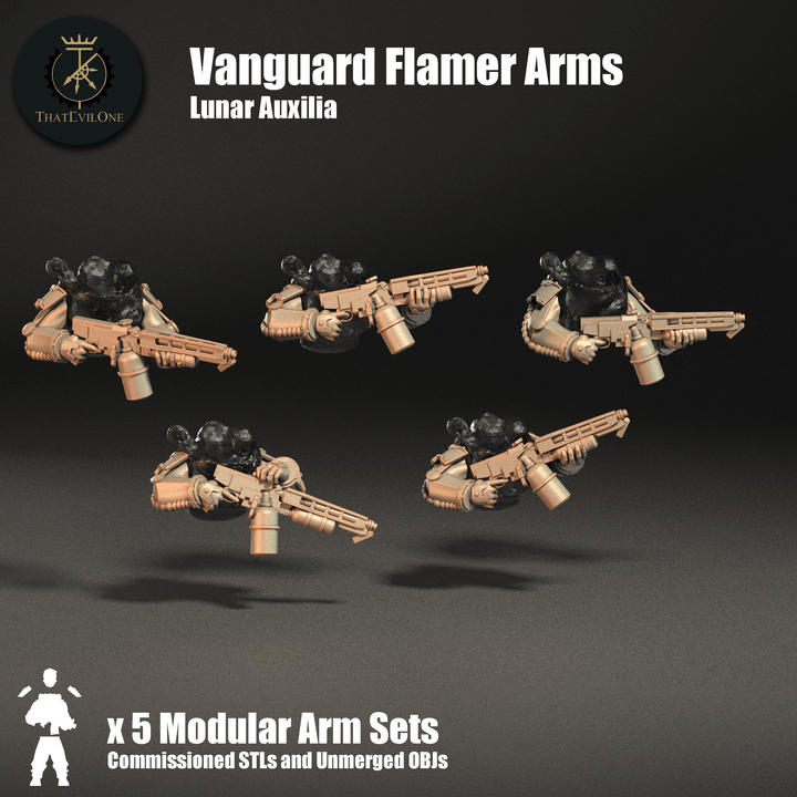 Lunar Auxilia Vanguard Flamer Arms - ThatEvilOne - 28mm