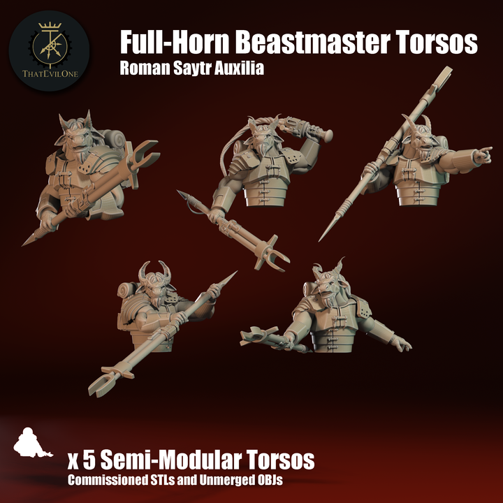 Roman Saytr Auxilia Full-Horn Beast Master Torsos - ThatEvilOne - 28mm