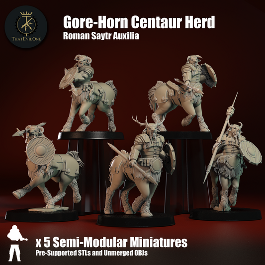 Roman Saytr Auxilia Gore-Horn Centaurs Herd - ThatEvilOne - 28mm